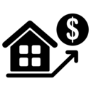 house,real estate,home,buildings,up arrow,dollar symbol,increasing ok 